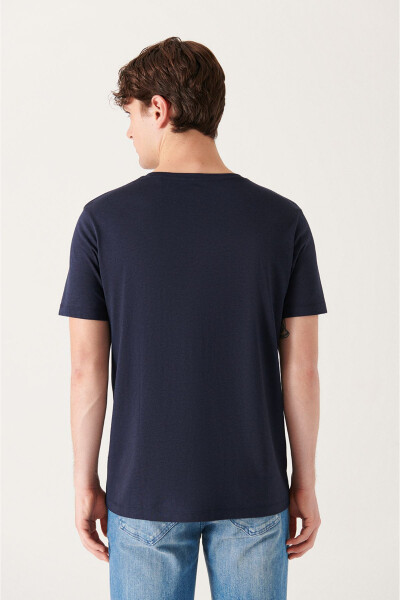 Men's Navy Ultrasoft V-Neck Plain Regular Fit Modal T-Shirt B001173 - 9