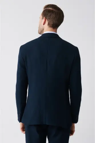 Men's Navy Unlined Wool Blend Double Slit Jacket A31y4009-Navy - 4