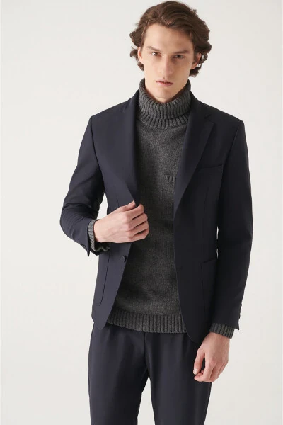 Men's navy water-repellent unlined jacket A22y4011 - AVVA (1)