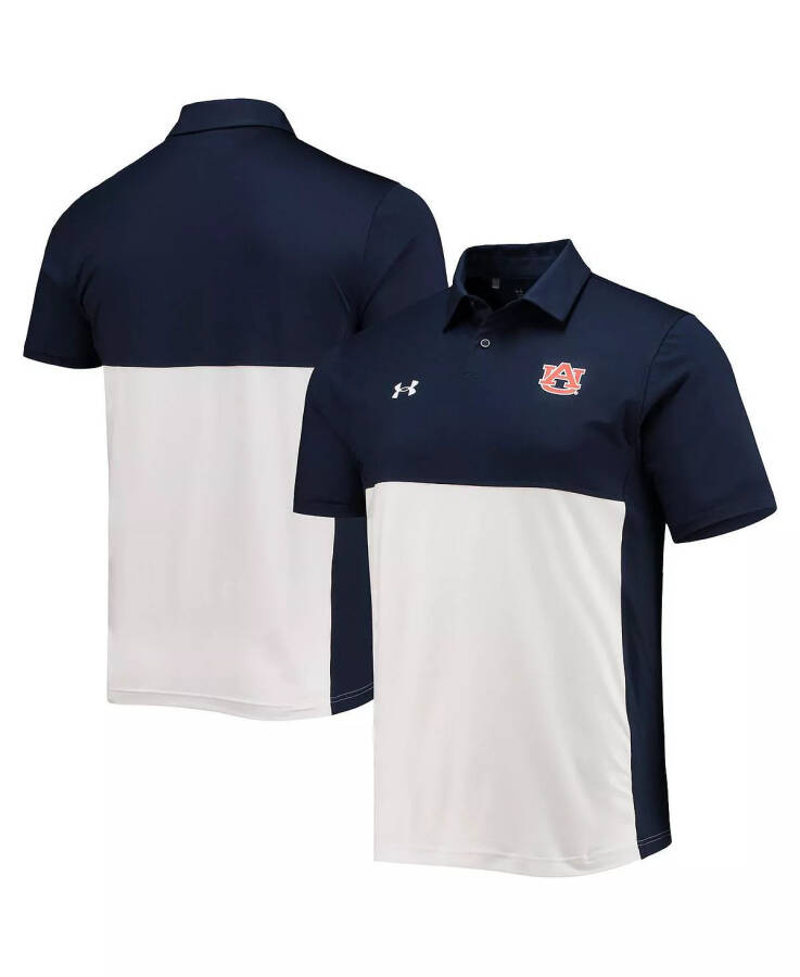 Men's Navy, White Auburn Tigers 2022 Blocked Coaches Performance Polo Shirt Navy, White - 1