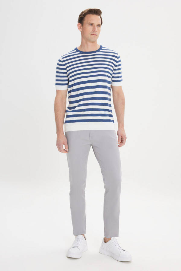 Men's Navy-White Slim Fit Narrow Cut 100% Cotton - 11