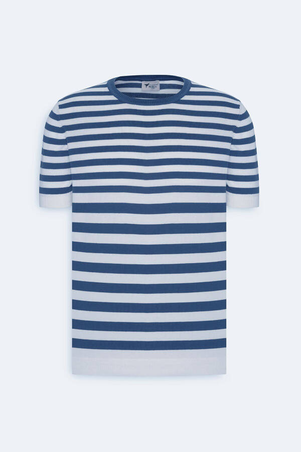 Men's Navy-White Slim Fit Narrow Cut 100% Cotton - 16