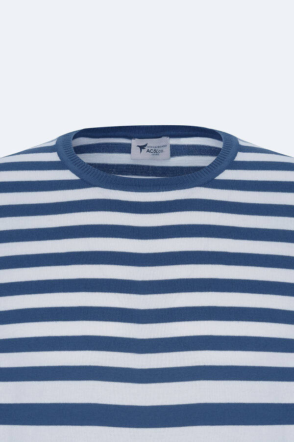 Men's Navy-White Slim Fit Narrow Cut 100% Cotton - 17