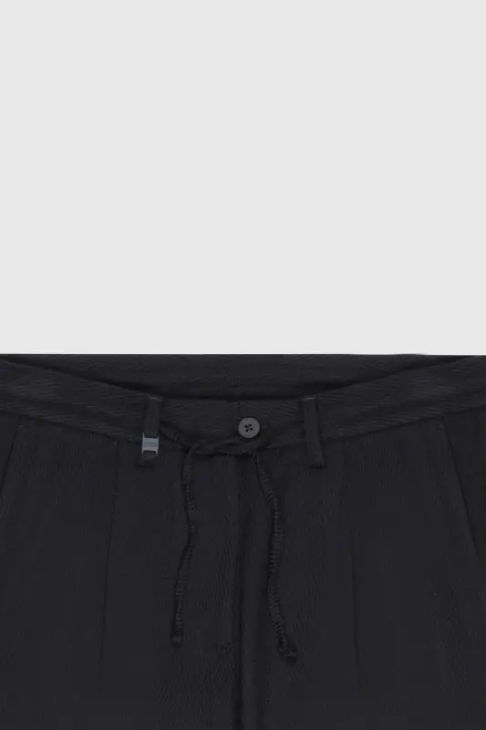 Men's Navy Wool Slim Fit Narrow Cut Tie at the Waist - 8