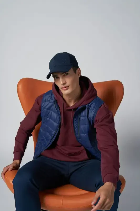 Men's Navy Zippered Sleeveless Casual Vest 1268 - 2