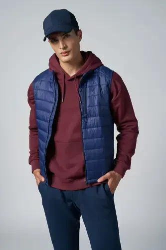 Men's Navy Zippered Sleeveless Casual Vest 1268 - 5