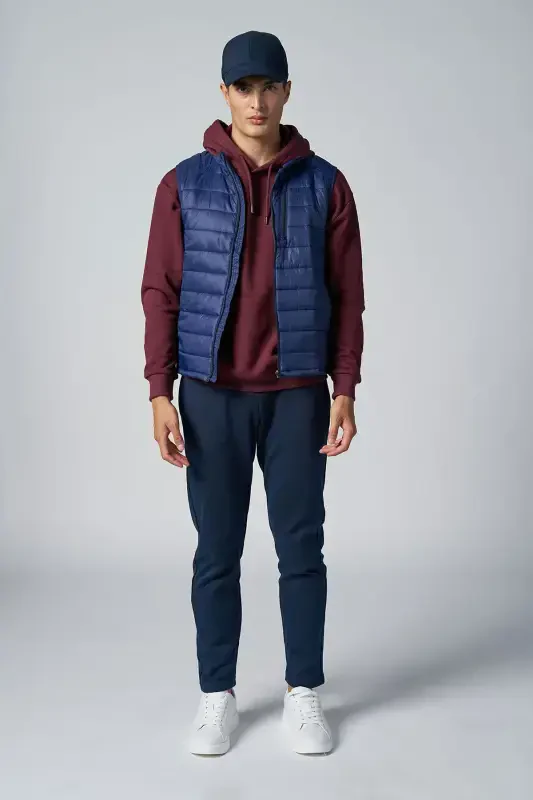 Men's Navy Zippered Sleeveless Casual Vest 1268 - 8