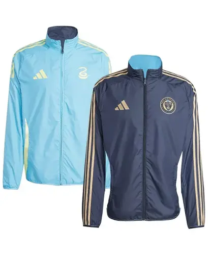 Men's Navy/Light Blue Philadelphia Union 2025 Anthem Reversible Full-Zip Kurtka - Navy, Light Blue - 1