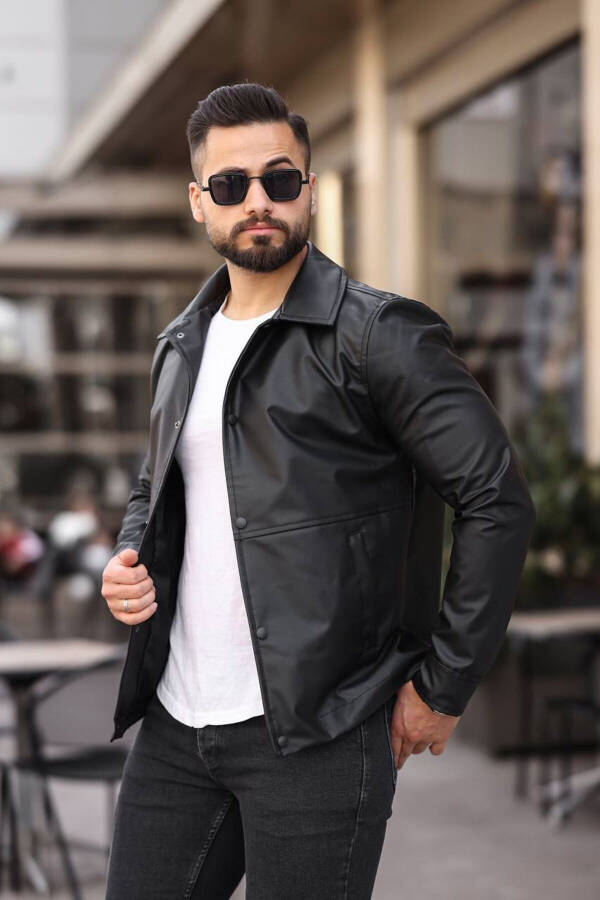 Men's New Season Black Leather Jacket - 1