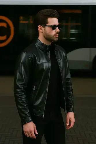 Men's New Season Leather Jacket - 3