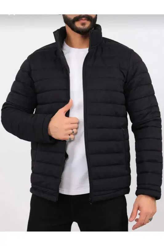 Men's New Season Padded Lined Coat Jacket - BLACK - 1