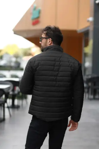Men's New Season Padded Lined Coat Jacket - BLACK - 4