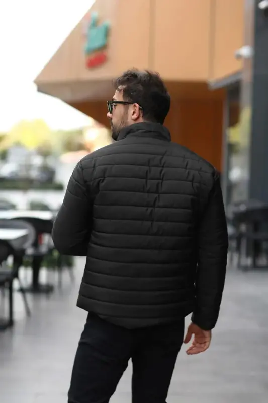 Men's New Season Padded Lined Coat Jacket - BLACK - 4