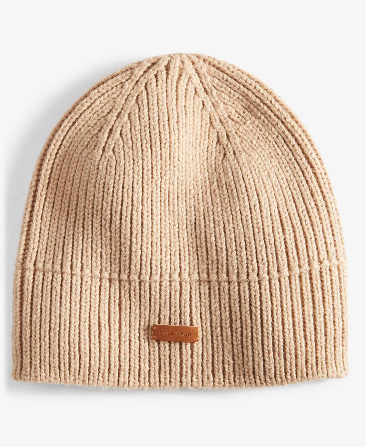 Men's No-Cuff Logo Beanie Tan - 1