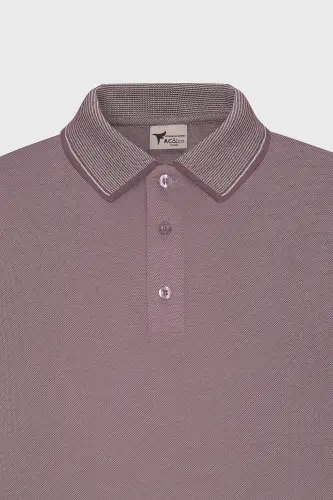 Men's Non-Iron Cotton Fabric Slim Fit Narrow Cut Burgundy Wrinkle-Free Polo Collar T-shirt-Burgundy - 9