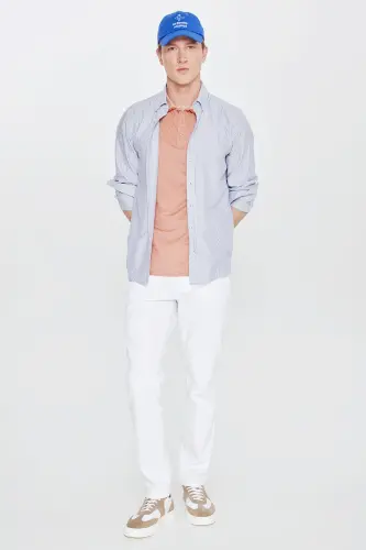 Men's Non-Shrink Cotton Fabric Regular Fit Comfort Fit Brick-Beige Wrinkle-Resistant Polo Collar Pocket T-Shirt - MODAZONE (1)