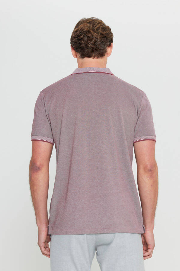 Men's Non-Shrink Cotton Fabric Regular Fit Comfort Fit Burgundy Wrinkle-Resistant Polo Collar Pocketed T-Shirt - 6