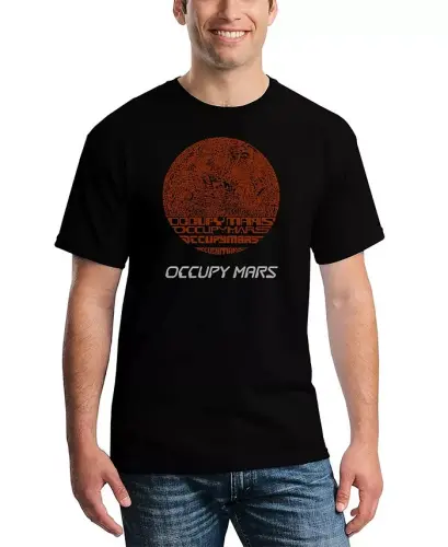Men's Occupy Mars Word Art T-shirt-Black 