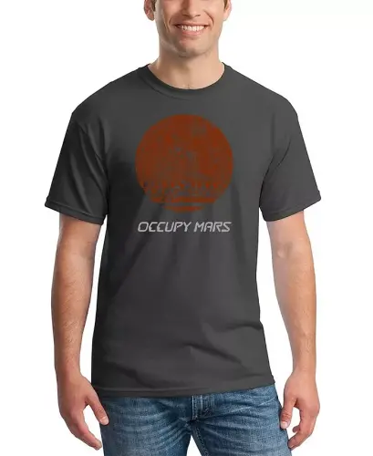 Men's Occupy Mars Word Art T-shirt-Gray 