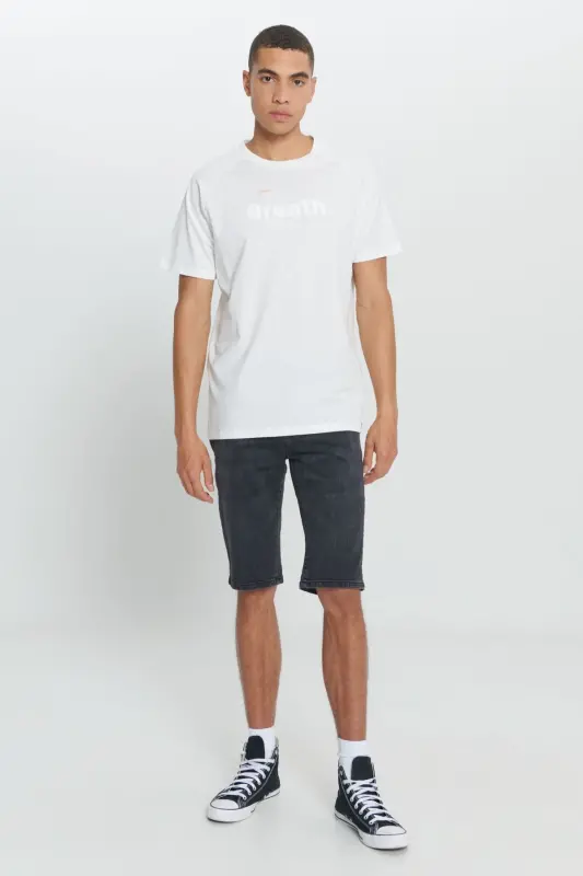 Men's Off-White Loose Fit Oversized 100% Cotton Soft Touch Printed Crew Neck T-Shirt - 3