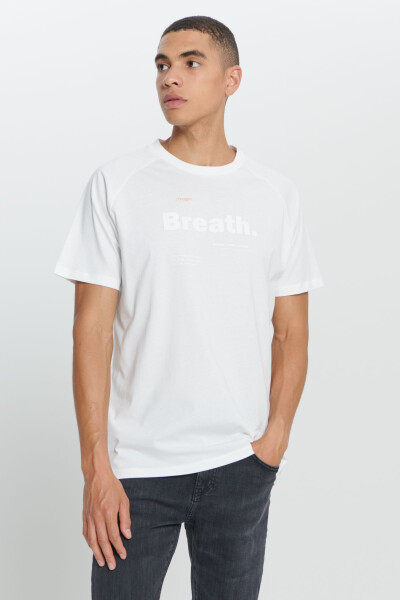 Men's Off-White Loose Fit Oversized 100% Cotton Soft Touch Printed Crew Neck T-Shirt - MODAZONE