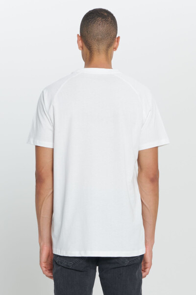 Men's Off-White Loose Fit Oversized 100% Cotton Soft Touch Printed Crew Neck T-Shirt - 5