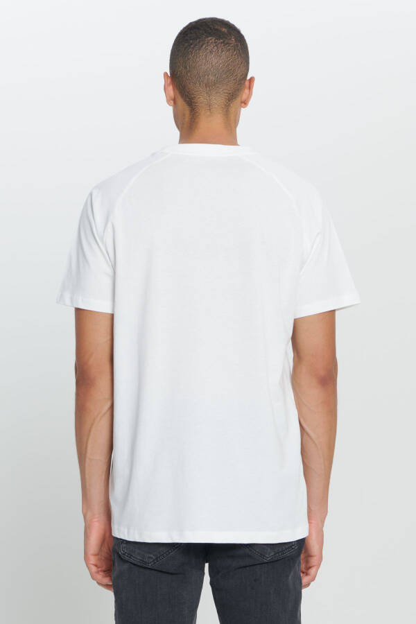 Men's Off-White Loose Fit Oversized 100% Cotton Soft Touch Printed Crew Neck T-Shirt - 5