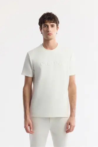 Men's Off White Slim Fit Classic Waist Textured Cotton - 7