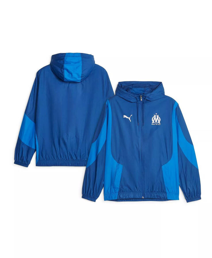 Men's Olympique Marseille 2023/24 Pre-Match Anthem Full-Zip Hoodie Jacket Blue - 1