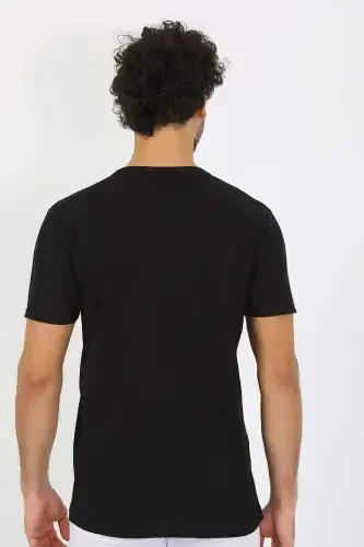 Men's Open Collar Black Knitted Tank Top 6565 - 4