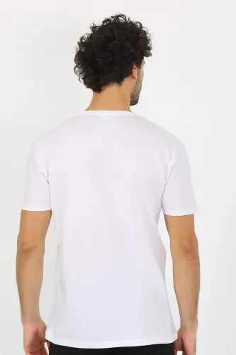 Men's Open Collar White Cotton Undershirt 6565 - 7