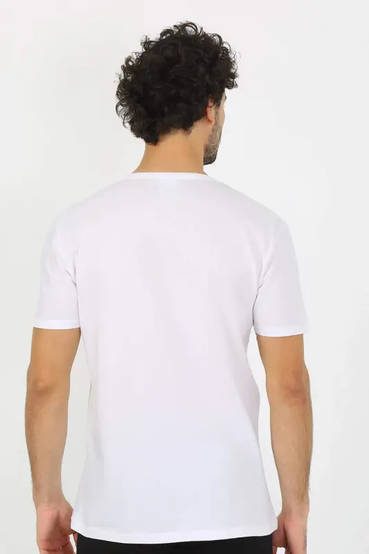 Men's Open Collar White Cotton Undershirt 6565 - 7