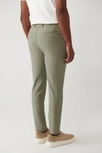 Men's Open Khaki Relaxed Fit Elastic Waistband Side P - 5