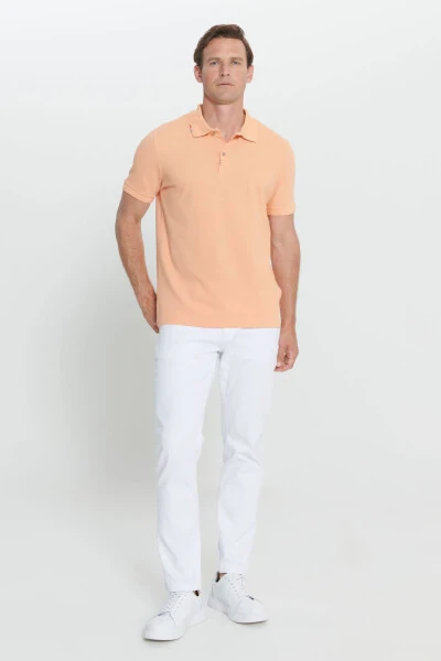 Men's Open Orange Slim Fit Narrow Cut Polo Neck Printed Cotton T-Shirt - ALTINYILDIZ CLASSICS (1)