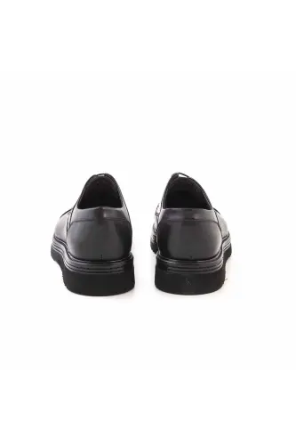 Men's Opening Leather Eva Sole Black Casual Shoe-Black Opener - 4