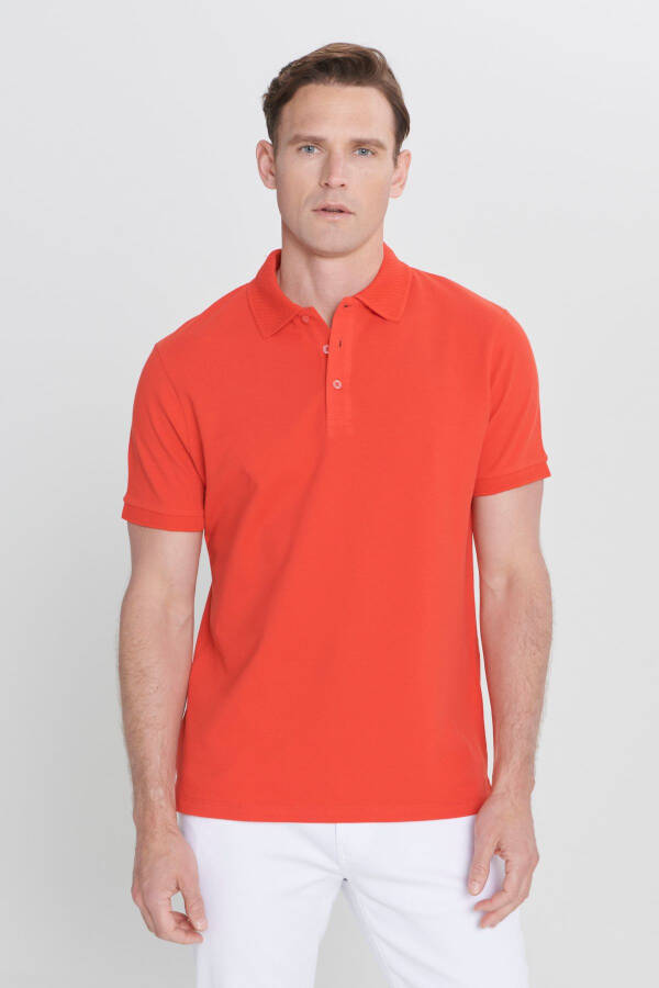 Men's Orange Blossom 100% Cotton Wrinkle-Free Pique Polo Shirt - 3