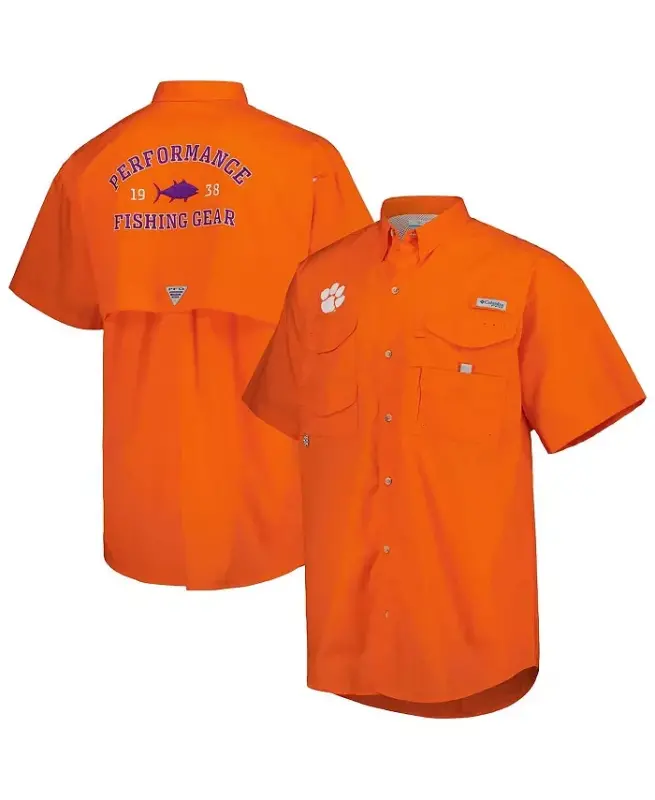 Men's Orange Clemson Tigers Bonehead Button-Up Shirt - COLUMBIA