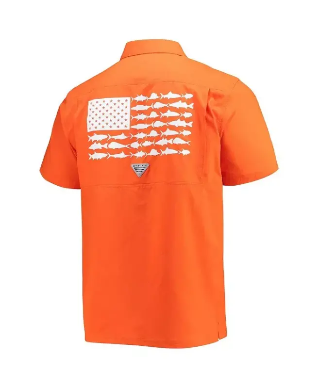 Men's Orange Clemson Tigers Slack Tide Camp Button-Up Shirt-Orange - 4