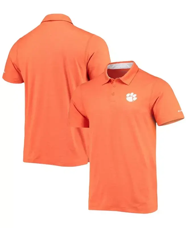 Men's Orange Clemson Tigers Tech Trail Space Dye Omni-Shade Polo-Orange - 1
