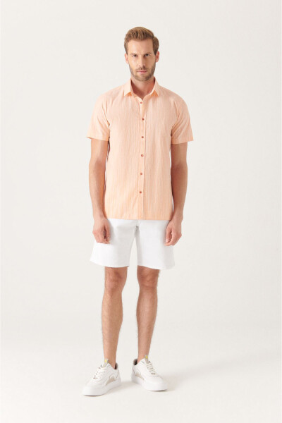 Men's Orange Wrinkled Short Sleeve Shirt A21y2034 - 10