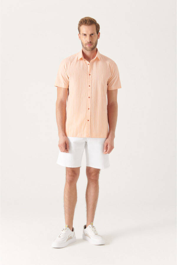 Men's Orange Wrinkled Short Sleeve Shirt A21y2034 - 10