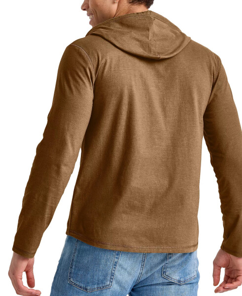 Men's Originals Cotton Henley Hooded Sweatshirt Acorn Brown - 2