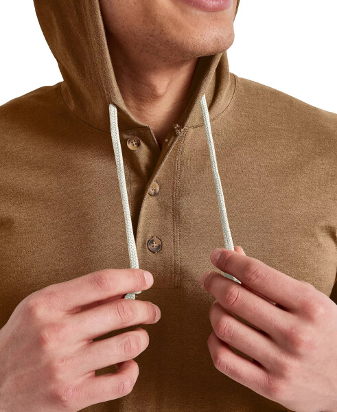 Men's Originals Cotton Henley Hooded Sweatshirt Acorn Brown - 4