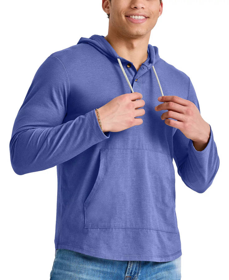 Men's Originals Cotton Henley Hooded Sweatshirt Deep Forte Blue - 1