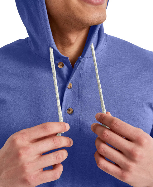 Men's Originals Cotton Henley Hooded Sweatshirt Deep Forte Blue - 4