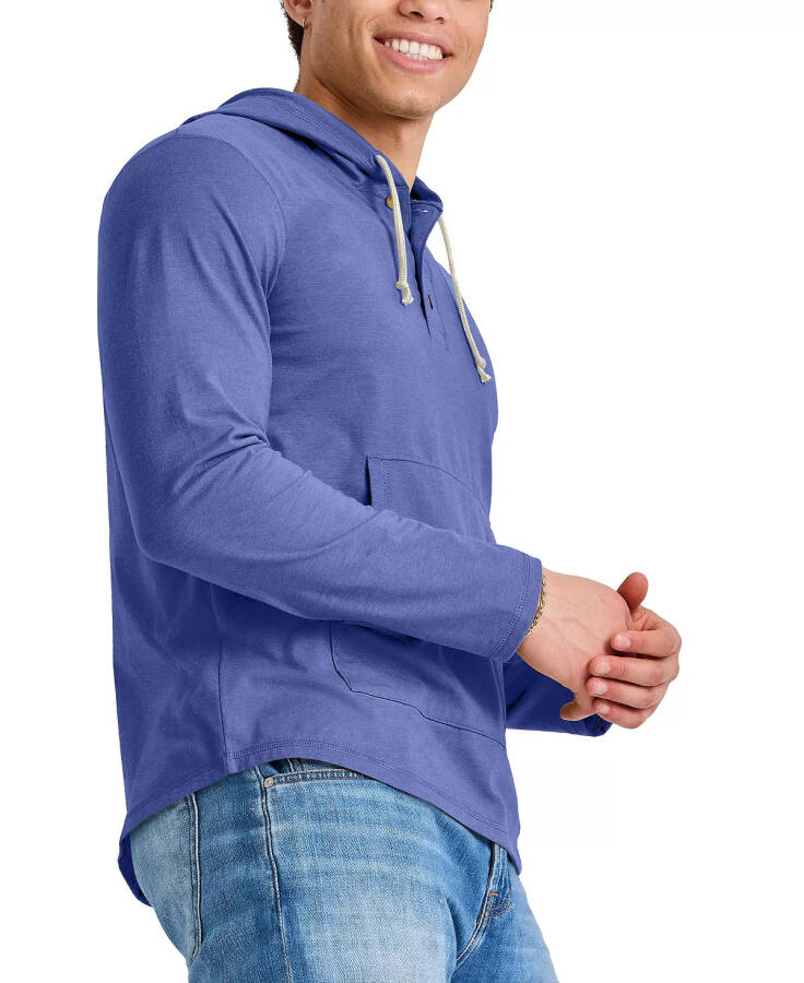 Men's Originals Cotton Henley Hooded Sweatshirt Deep Forte Blue - 5