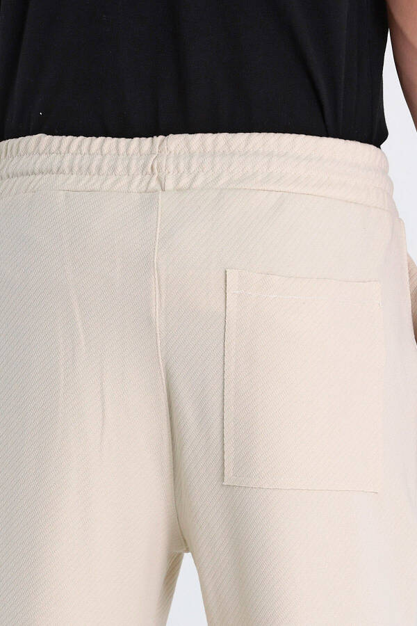 Men's Ottoman Pattern Cotton Elastic Waistband and Drawstring Jogger Pants CREAM - 6