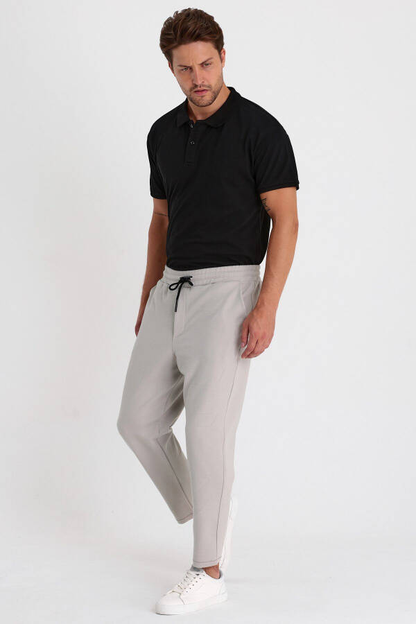 Men's Ottoman Pattern Cotton Elastic Waistband and Drawstring Jogger Pants GRAY - 4