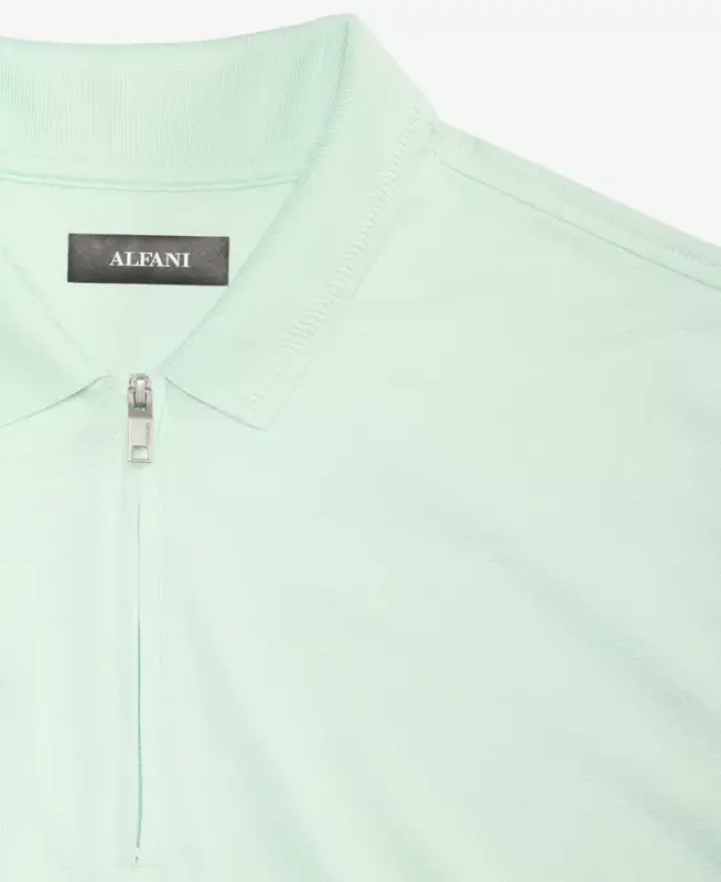 Men's Ottoman Short Sleeve Textured Quarter-Zip Polo Shirt, Exclusively at Modazone - Buttermint - 5