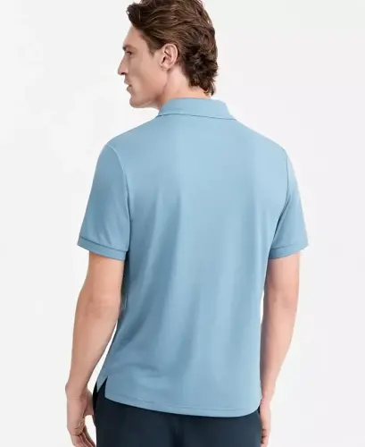 Men's Ottoman Short Sleeve Textured Quarter-Zip Polo Shirt, Exclusively at Modazone - Moonlight Blue - ALFANI (1)